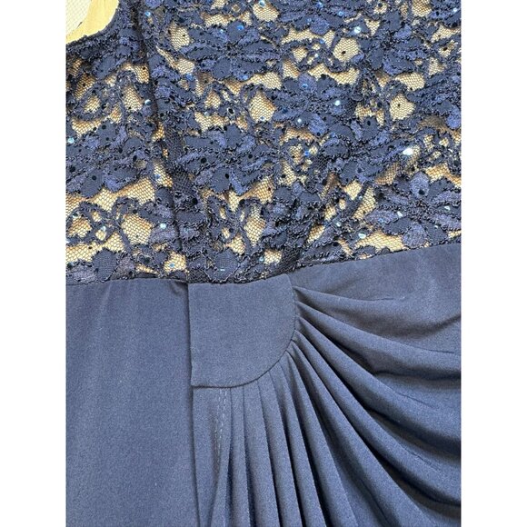 Connected Apparel Womens Lace & Draped Maxi Evening Dress 18W Navy Blue - Picture 11 of 16